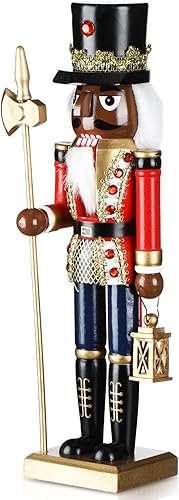 Figuras navideñas de cascanueces afroamericanas de 14 pulgadas de madera de hombre de jengibre negro, cascanueces soldado, decoración tradicional de