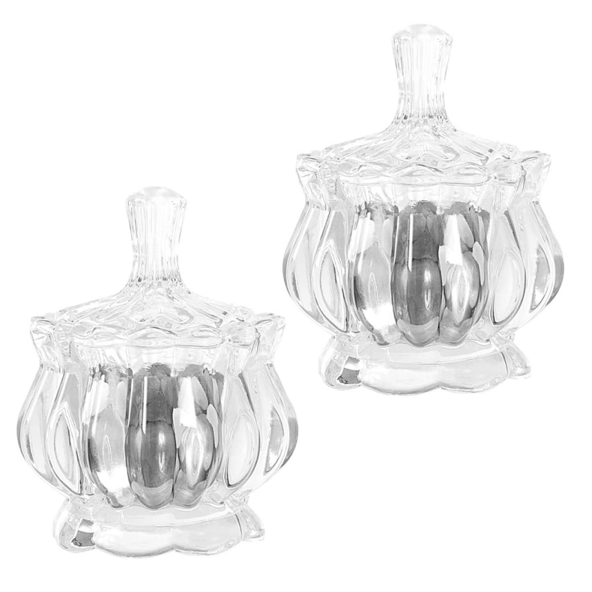 VICASKY Lot de 2 Bonbonnières en Verre Transparent Couvercle, Récipients Alimentaires pour Rangement de Bonbons et Snacks, Pots Décoratifs Cuisine et Mariage, Bocal de Conservation
