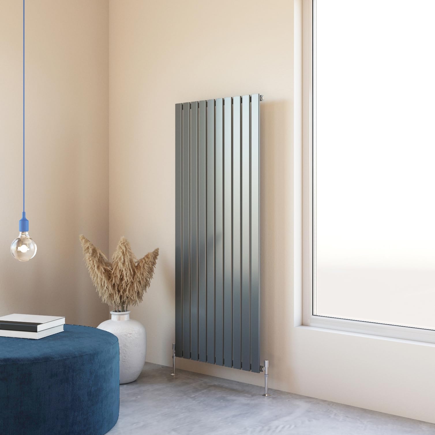 Flat Panel Radiator 1600x680mm Vertical Design Single Tall Upright Anthracite Central Heating Rad UK