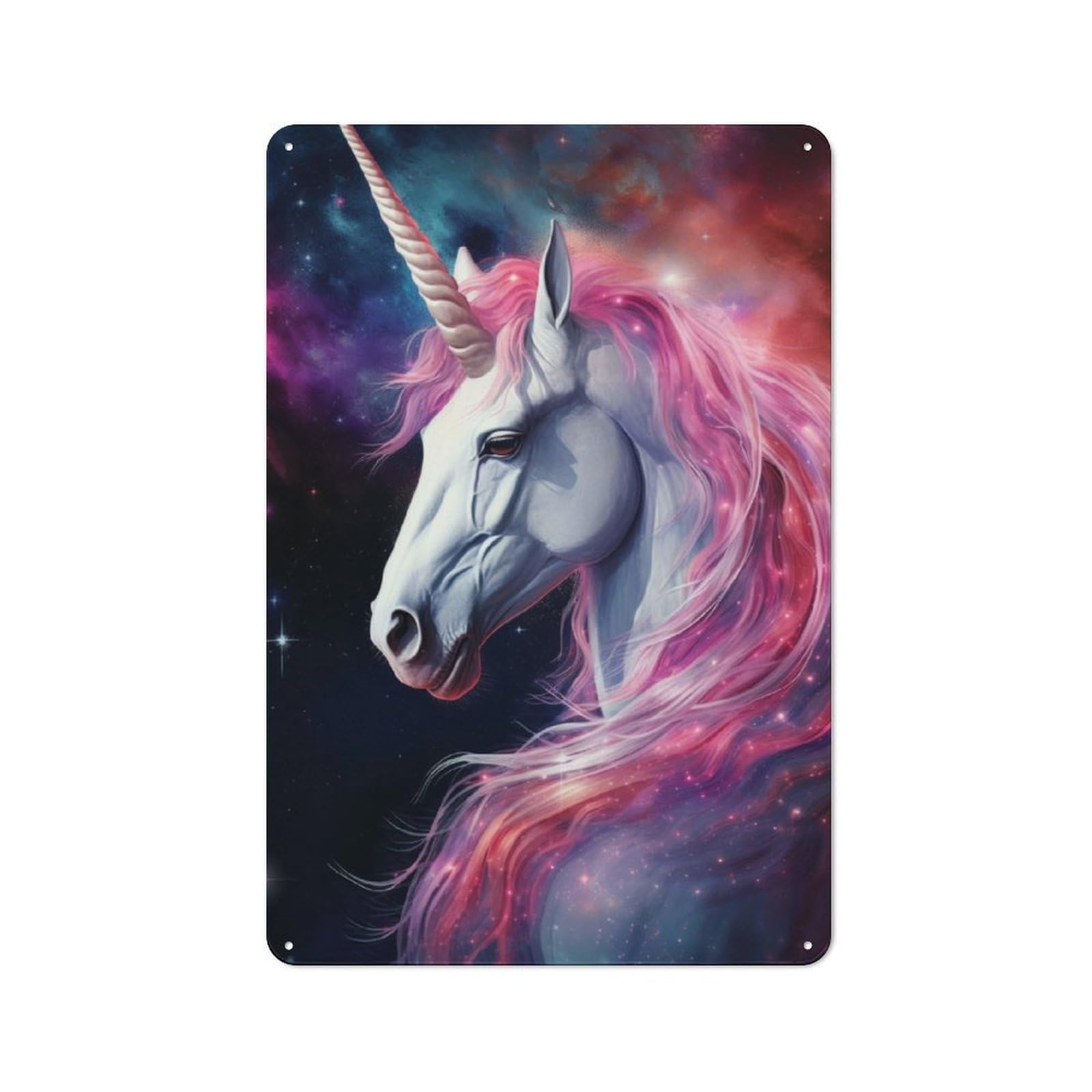Junmoney Unicorn In Space And Stars Retro Printed Metal Sign 30X20cm For Living Room Wall, Wall Decor For People Reorganising Living Room