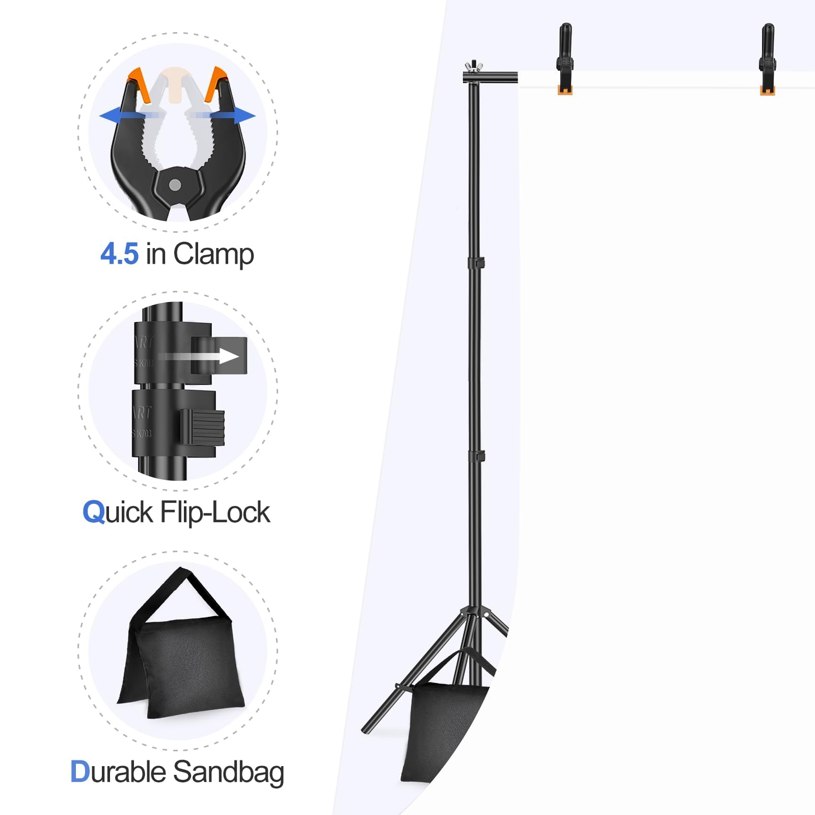 EMART Backdrop Stand 10x7FT Adjustable Back Drop Stand for Party Photoshoot — Amazon image 5