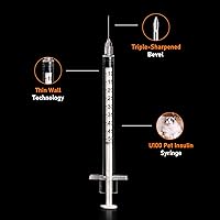 Vista 3 de Jeringa de 1/2ml/cc 29G de 1/2" (12.7mm) con aguja, desechable, paquete individual, paquete de 100