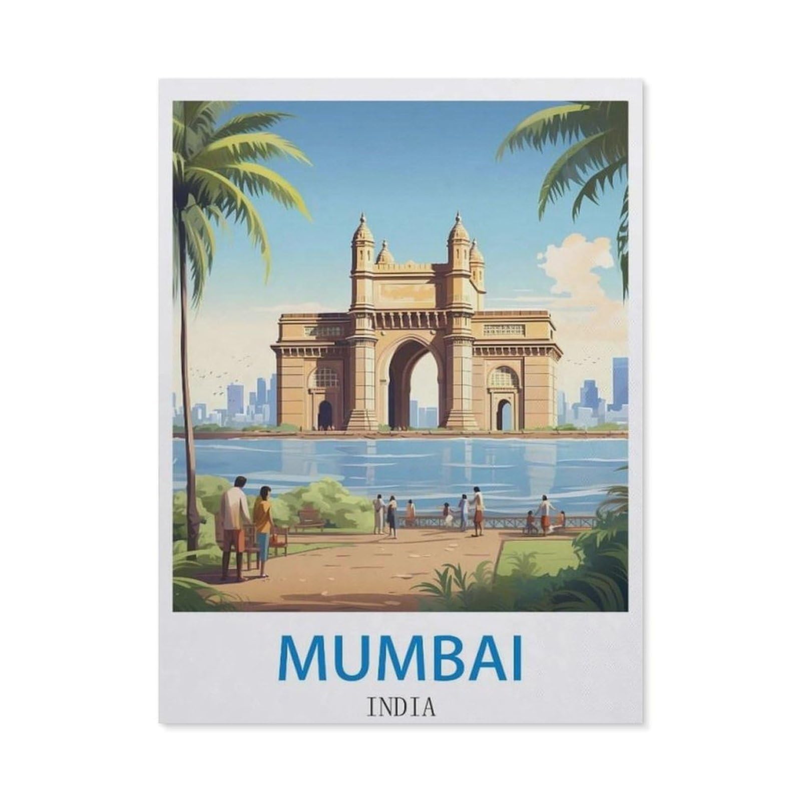 BEAYODKP 5D DIY Diamond Painting Kit，Mumbai India，Crystal Mosaic Full Drill Round Diamond Painting Embroidery Accessories（40 x 50 cm/15.74 x 19.68 inches）-CL11
