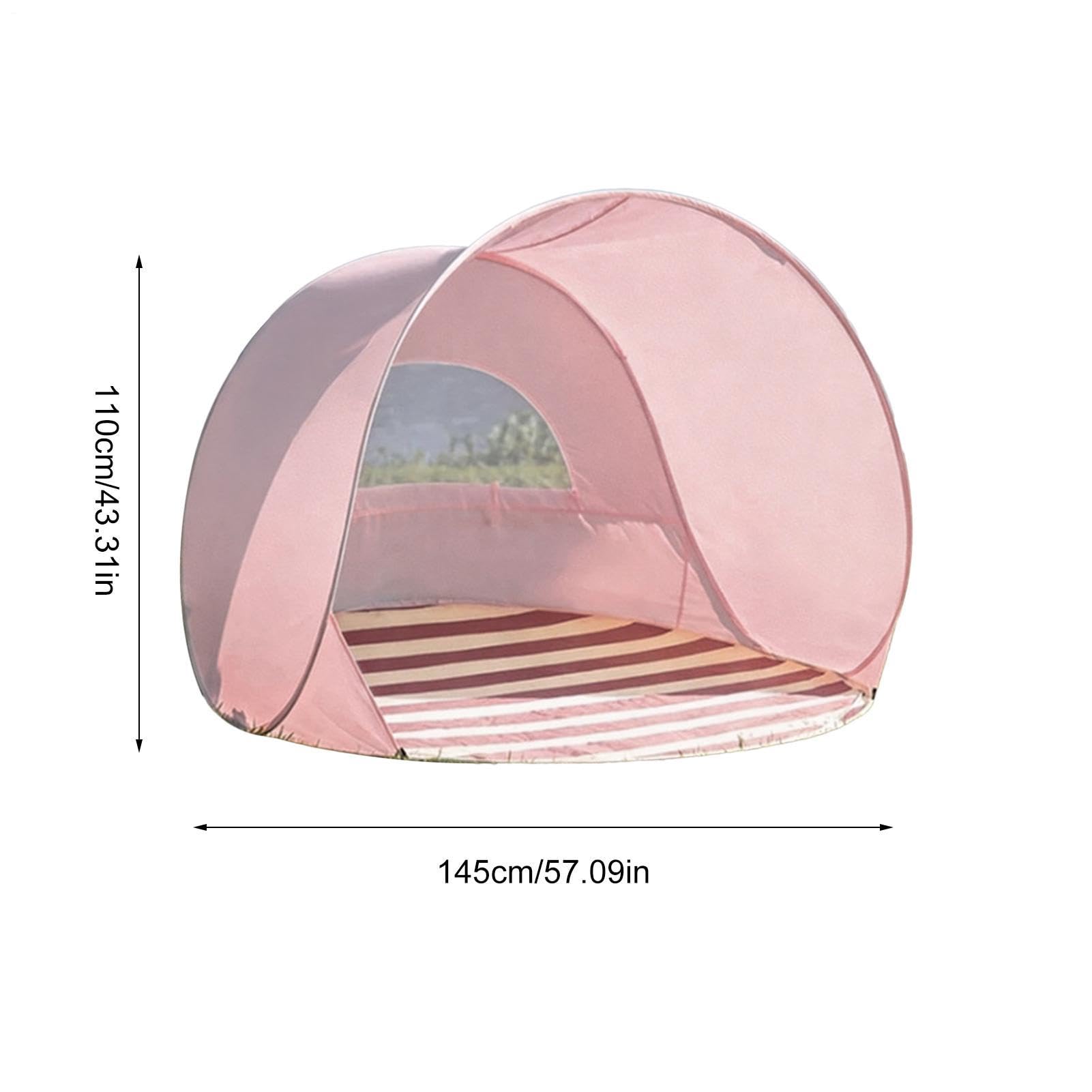 PopUp Strandzelt,145×145×110cm, UV-Schutz UPF 50+ Automatisch Sofort Aufbauend Strandmuschel Mit Lüftungsfenstern, Mit Tragetasche & 4 Heringen Für Stransd Picknick Camping Park