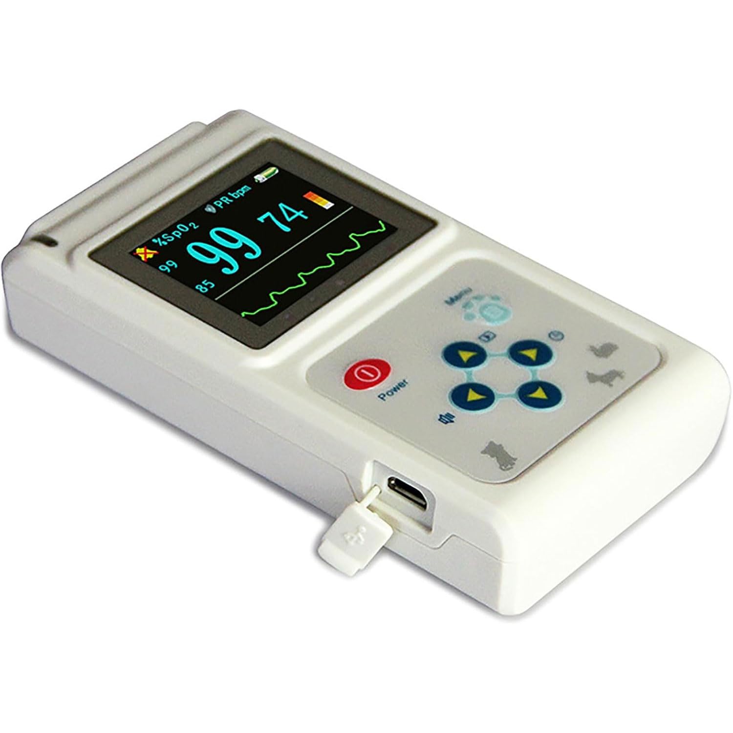 JOSBY 1,8-Zoll-Veterinär-Pulsoximeter, tragbares Veterinär-Pulsoximeter Tierarzt SPO2-Pulsfrequenzmonitor Ohr/Zunge, 30 BPM ~ 250 BPM PR-Messbereich, für Familie, Tierklinik, Tiere, Katzen, Hunde