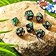 Aoriher 7 Stück Polyedrische Würfel Set mit Tasche Kompatibel mit Dungeons and Dragons Rollenspiel Würfel D4 D6 D8 D10 (00-90 und 0-9) D12 D20 für Tisch Spiel Pathfinder DND RPG (Grün Schwarz Nebel)