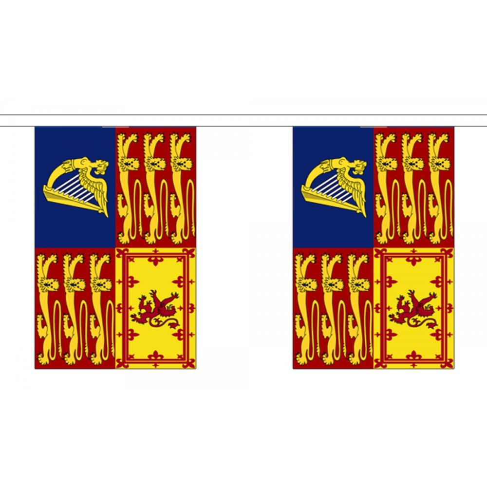 Flagtex UK Royal Standard Fabric Bunting – 3m with 10 Flags – Fabric for Indoor & Outdoor Use – String Flags Banners British Royal Monarchy UK Sovereign Crown — image 1