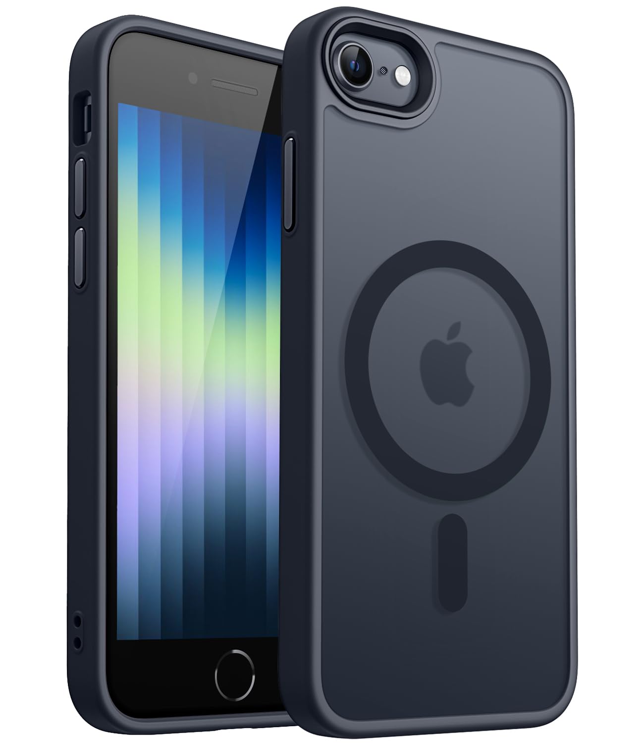 CANSHN Magnetic Compatible with iPhone SE/ 7/8 Case [Translucent Matte] [Compatible with Magsafe] Slim Thin Shockproof Protective Bumper Cover Phone Case 4.7 inch - Black