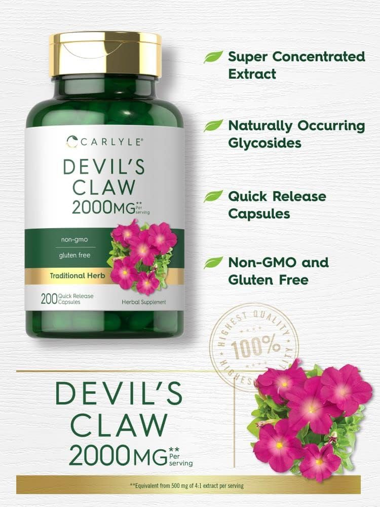 Featured Product Devils Claw | 200 Capsules | Concentrated Root Extract | Non-GMO, Gluten Free Supplement | by Carlyle 🛒 Flash Sale Devils Claw | 200 Capsules | Concentrated Root Extract | Non-GMO, Gluten Free Supplement | by Carlyle