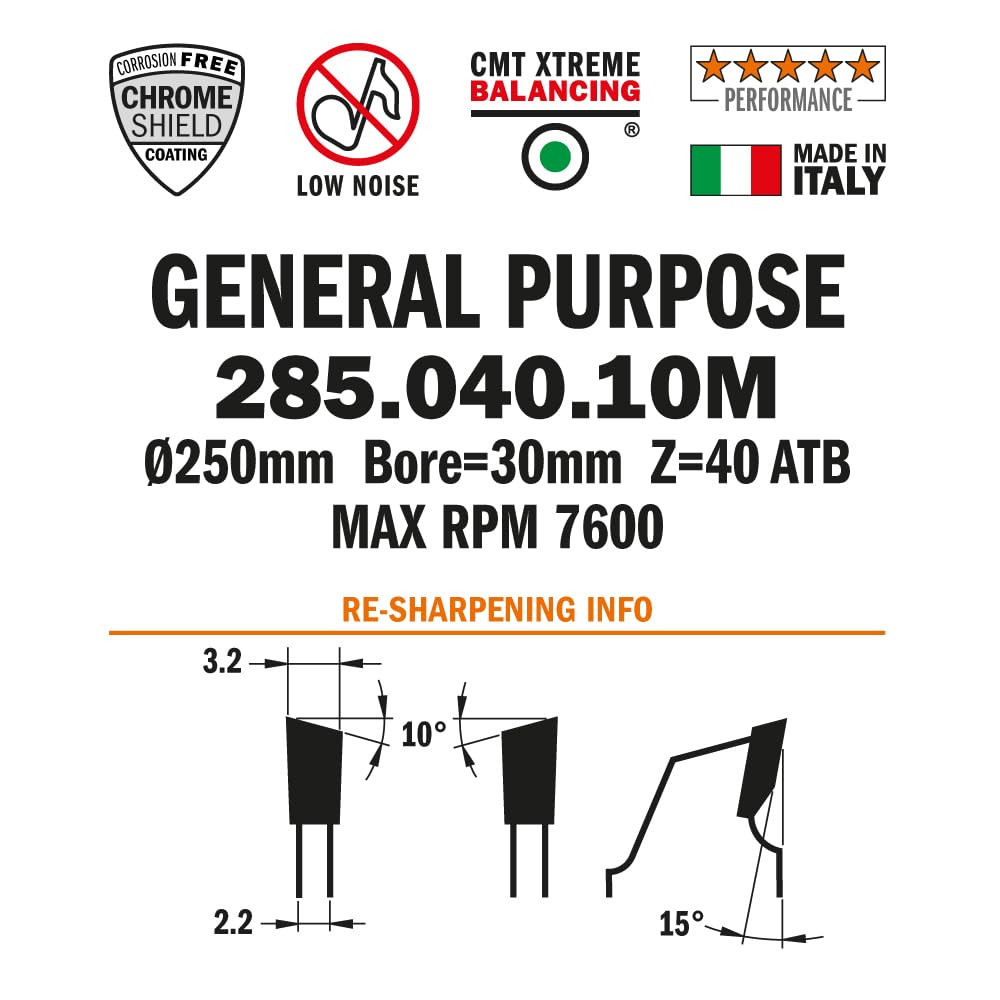 CMT 285.040.10M LAME CIRCULAIRE 250X3.2X30 Z=40 10ATB