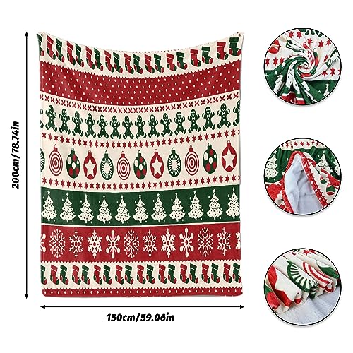 UGZDEA Christmas Blanket 150x200cm, Christmas Sofa Blanket, Soft Warm Winter Fleece Christmas Blanket for Adults and Kids (A - Image 2