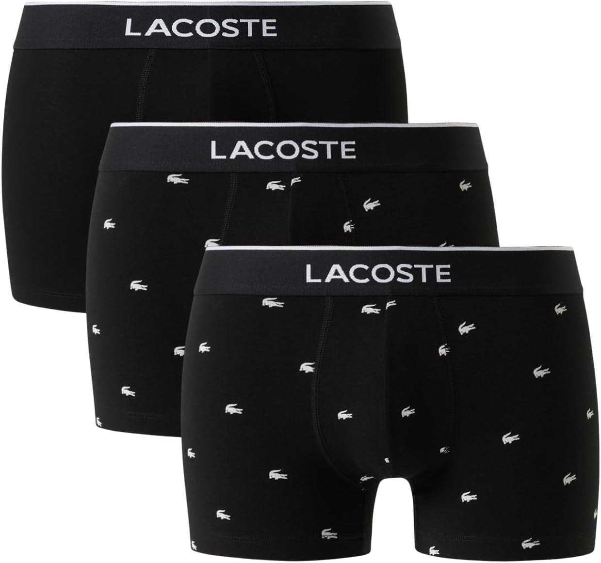 Lacoste mens Cotton Stretch Mini Croc Print Trunks, 3-pack (Amazon Exclusives)