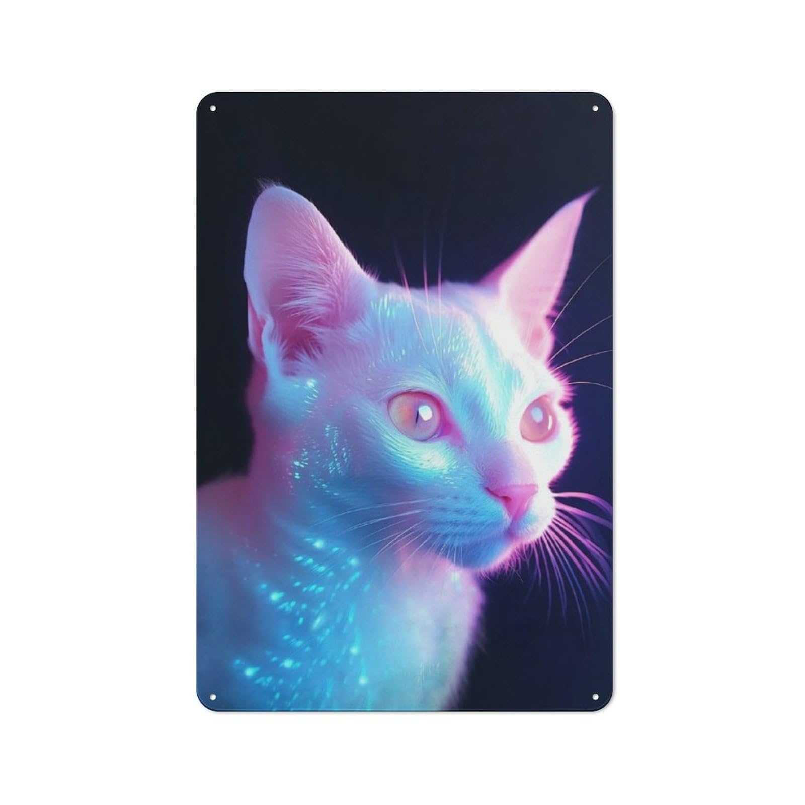 Junmoney Neon Glowcat Printed Metal Sign 30X20cm For Café Or Restaurant, New-Space Wall Decor For Café Owners And Decorators