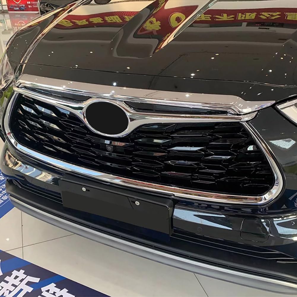 Beautost Fit for Toyota Highlander 2020 2021 2022 2023 2024 2025 2026 Chrome Front Hood Grill Cover Bonnet Trim