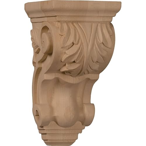 CORW03X04X07TAWA Small Traditional Acanthus Wood Corbels, 3 1/2"W x 4"D