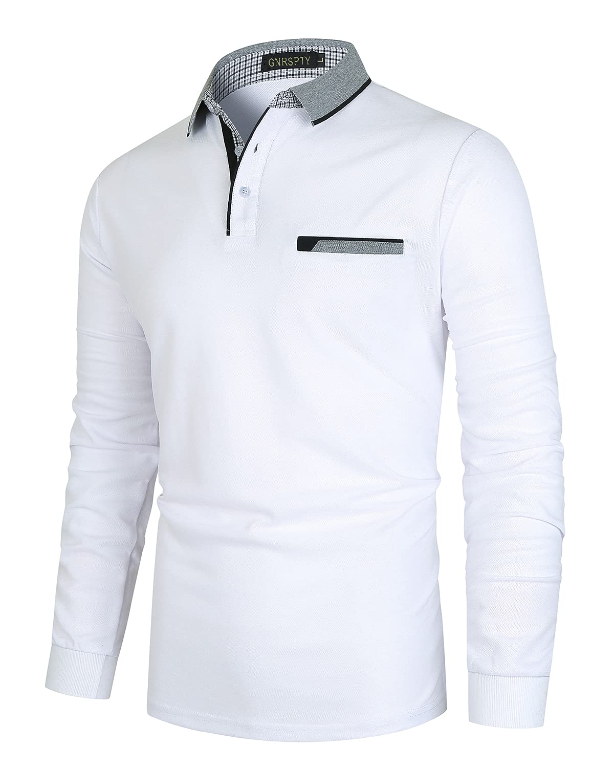GNRSPTY Polo Manica Lunga Uomo Maglietta Denim Collare Maglia Elegante Cotone T-Shirt Golf Tennis Lavoro Camicia