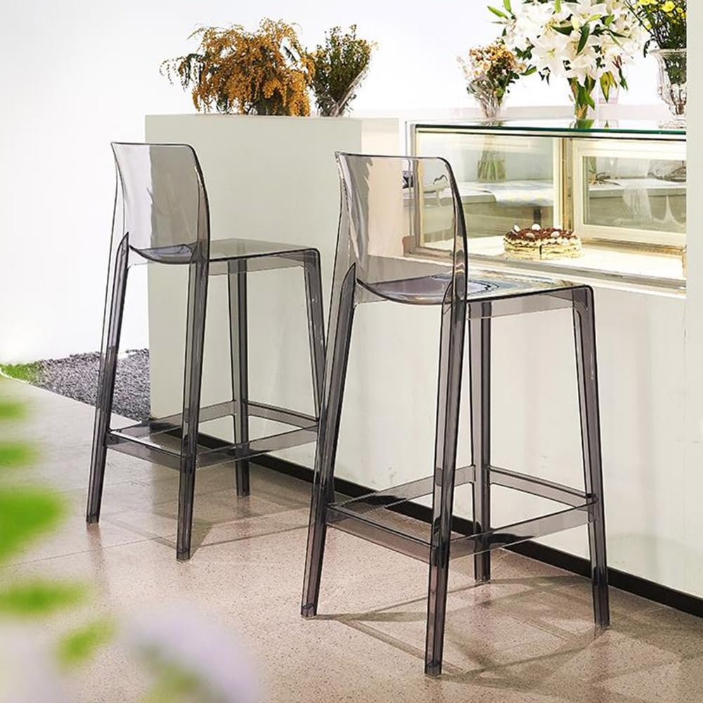 Barhocker aus Acryl, moderne 66 cm hohe Küchenthekenhocker ohne Armlehnen, stilvolles Design für Esszimmer und Zuhause