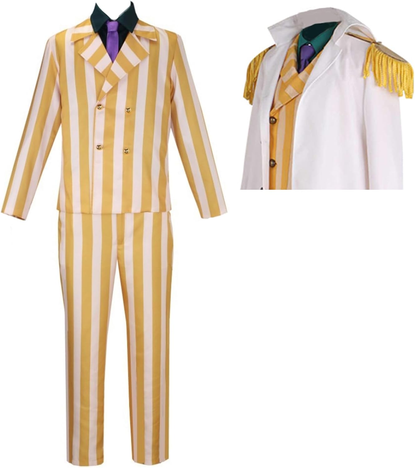 Men Cosplay Costume Anime Uniform Yellow Suit Cloak Halloween Outfits Full Set