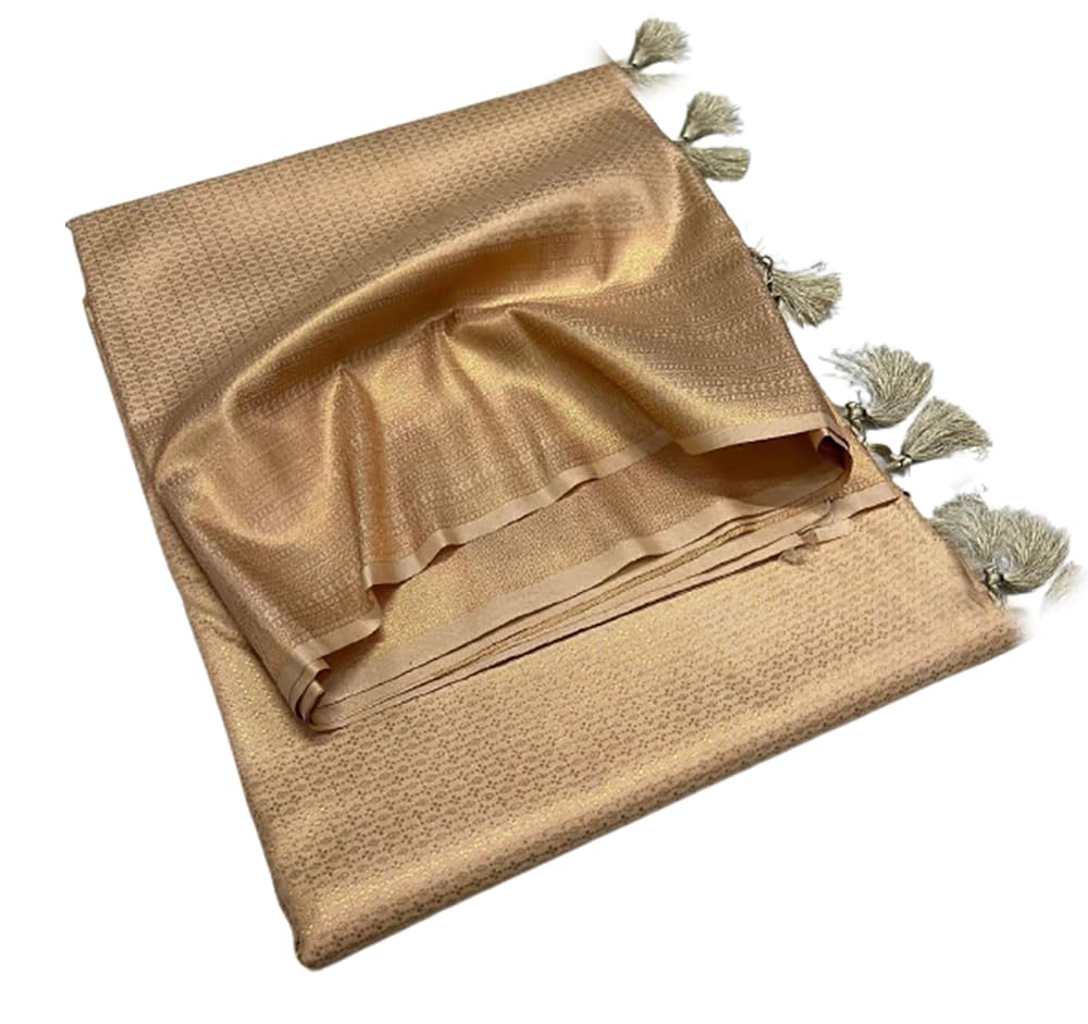 SOORPRIYA Womens Latest New Kanjivaram Kubera Pattu Pure Soft Silk Zari Woven Mustard Saree with Blouse | Saree For Women, Mustard, One Size