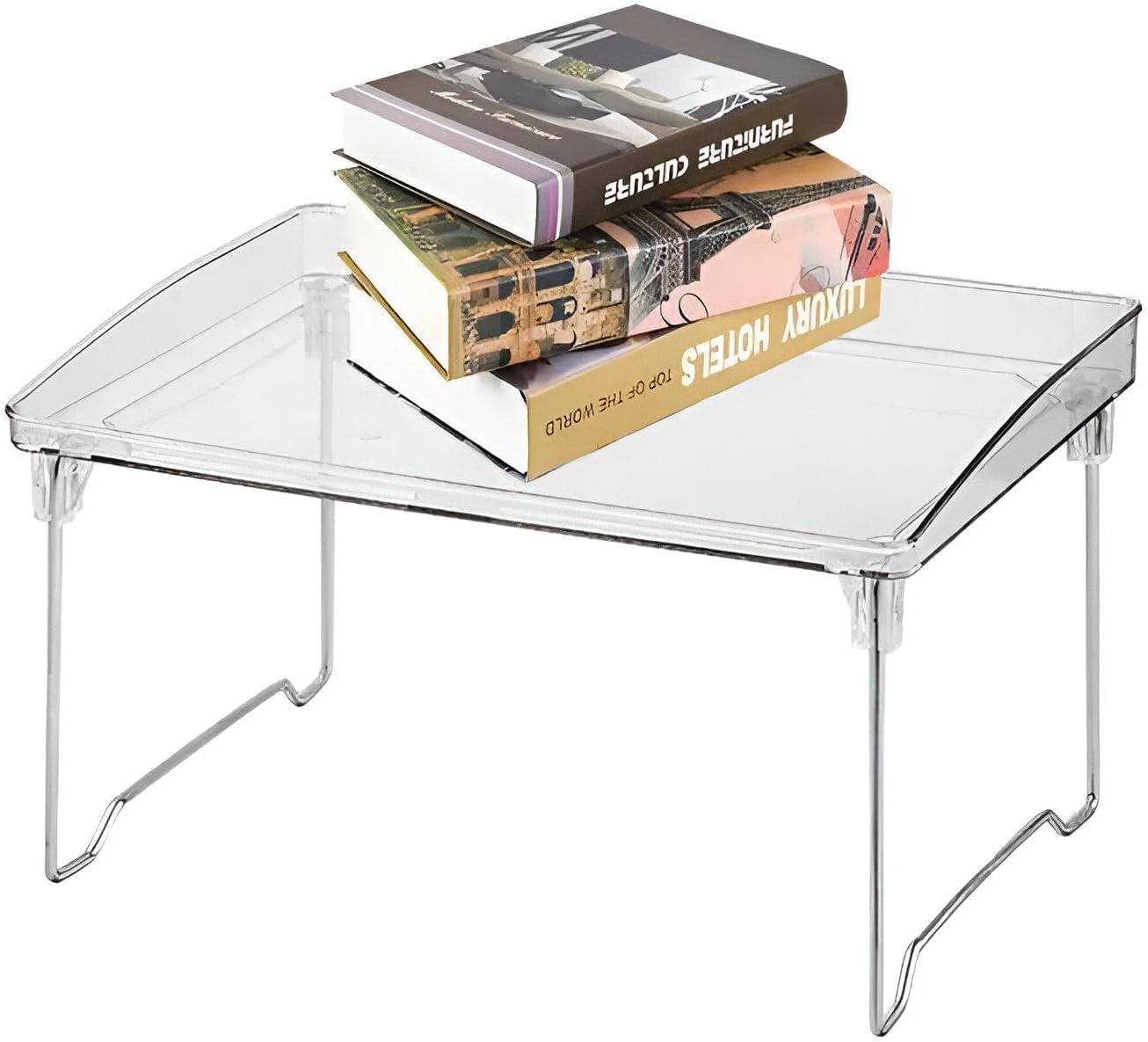 Clear Acrylic Stackable Storage Rack – Foldable Cabinet Organizer Shelf for Kitchen Countertop, Pantry, Bathroom & Office Wardrobe & Office Transparent Space Saving Cupboard Stand-image-34