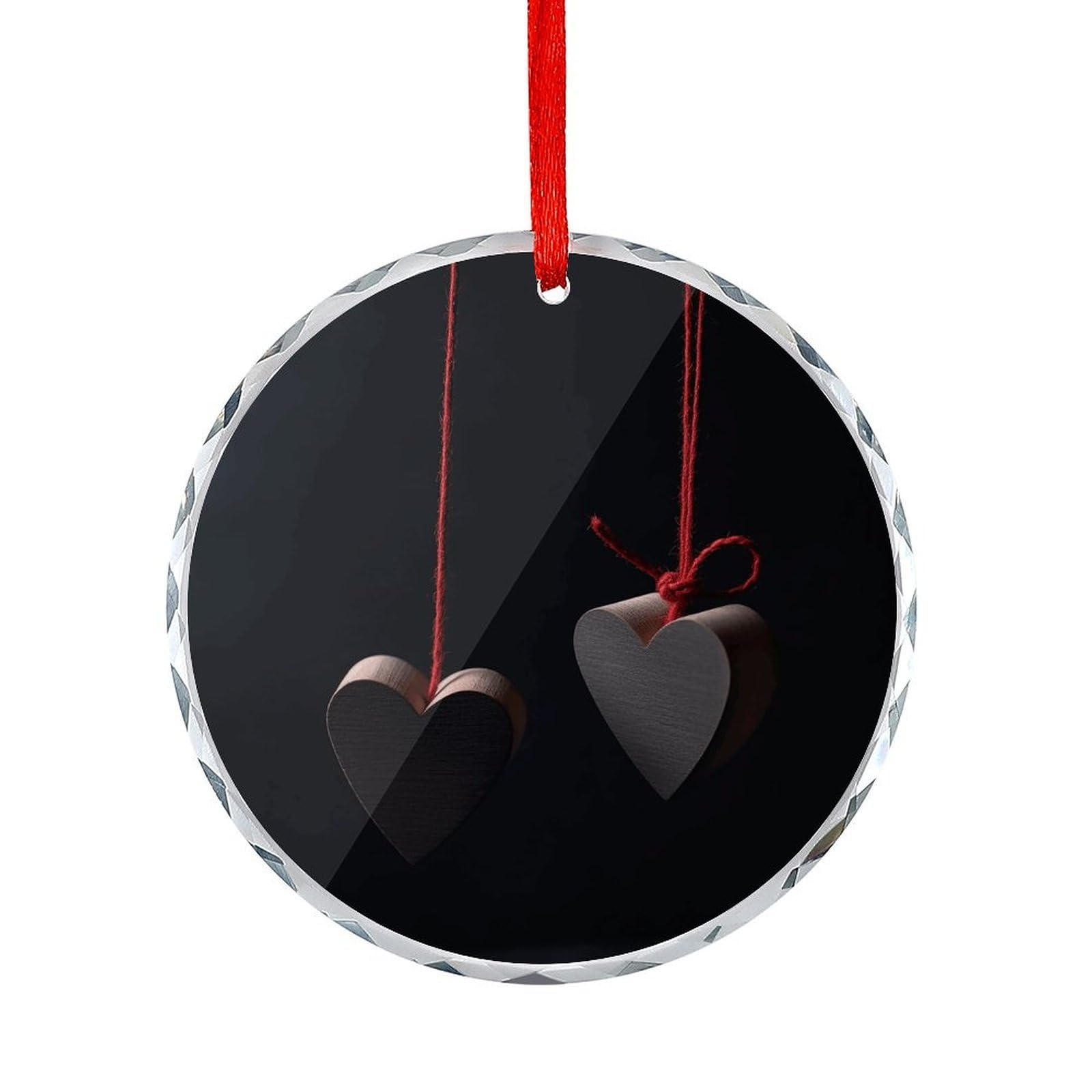 Btcowzrv Style Heart Shaped Wood Round Ornament Hanging Pendant Decor
