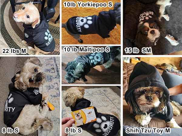 Image of BEAUTYZOO Security Dog Hoodie Sweaters for Small Medium Large Dogs, Brushed Fleece Dog Clothes with Hat,Soft Winter Fall Coat All Weather Pullover, Classic Halloween Costume with Leash Hole, Black S