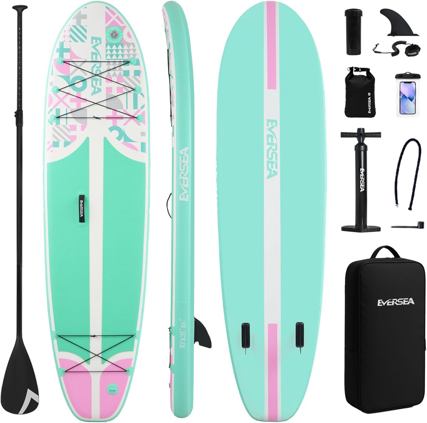 Inflatable Stand-Up Paddle Boards – Available 32"/33"/34" Widths Inflatable Paddle Board with SUP Accessories, Camera Mount, Basic All-Around SUP Board for All Skill Levels, Up to 450lbs Projective 10'*31"