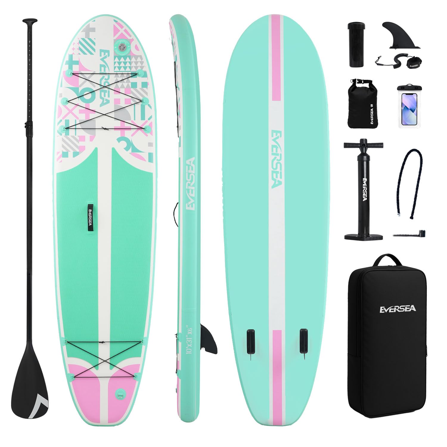 EVERSEA Inflatable Stand-Up Paddle Boards – Available 32"/33"/34" Widths Inflatable Paddle Board with SUP Accessories, Camera Mount, Basic All-Around SUP Board for All Skill Levels, Up to 450lbs
