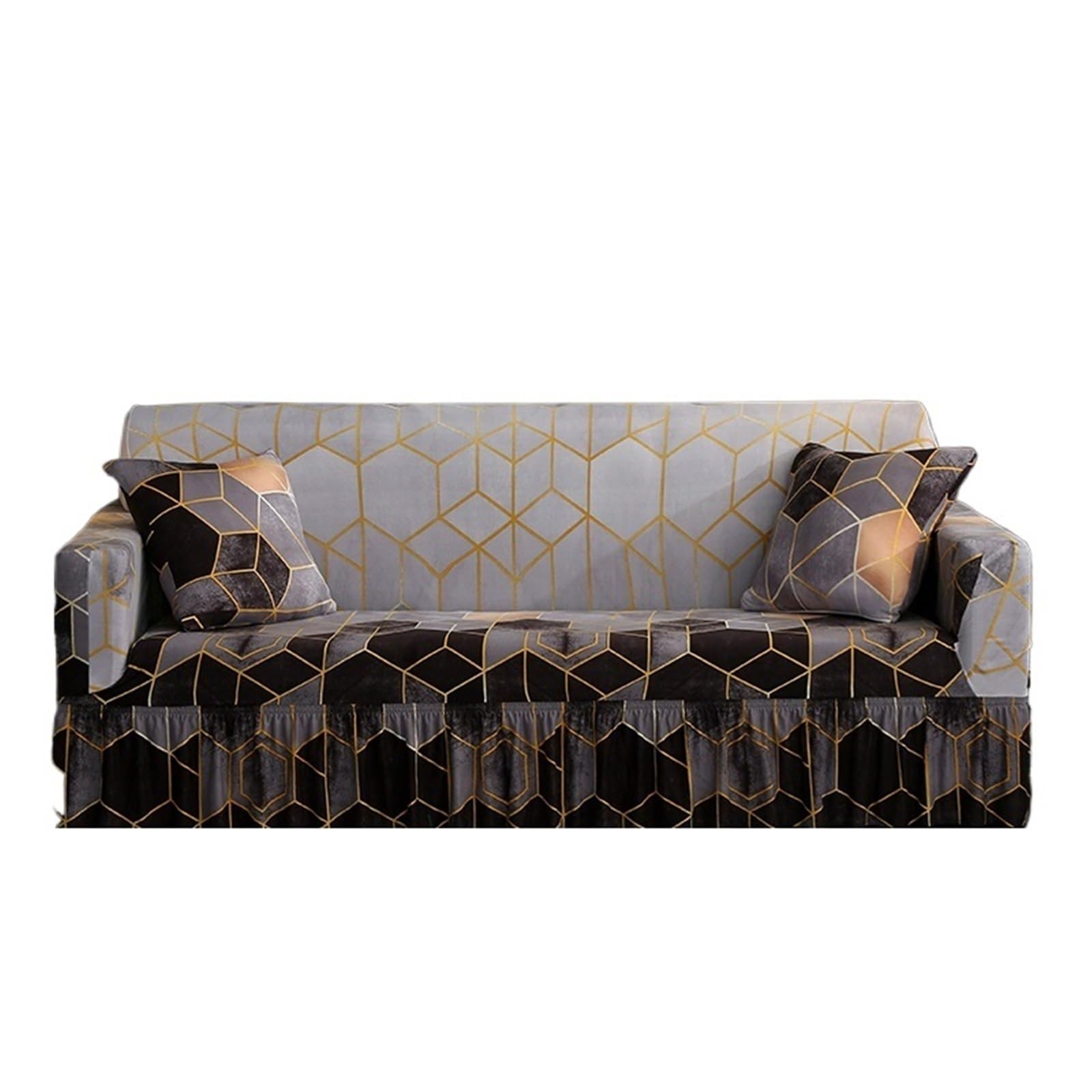 GCYEIDMA Skirt Sofa Cover Sofa Cover with Skirt Washable Elastic Stretchable Easy Fit Universal Furniture Protector(Color 27,3-seater(190-230cm))