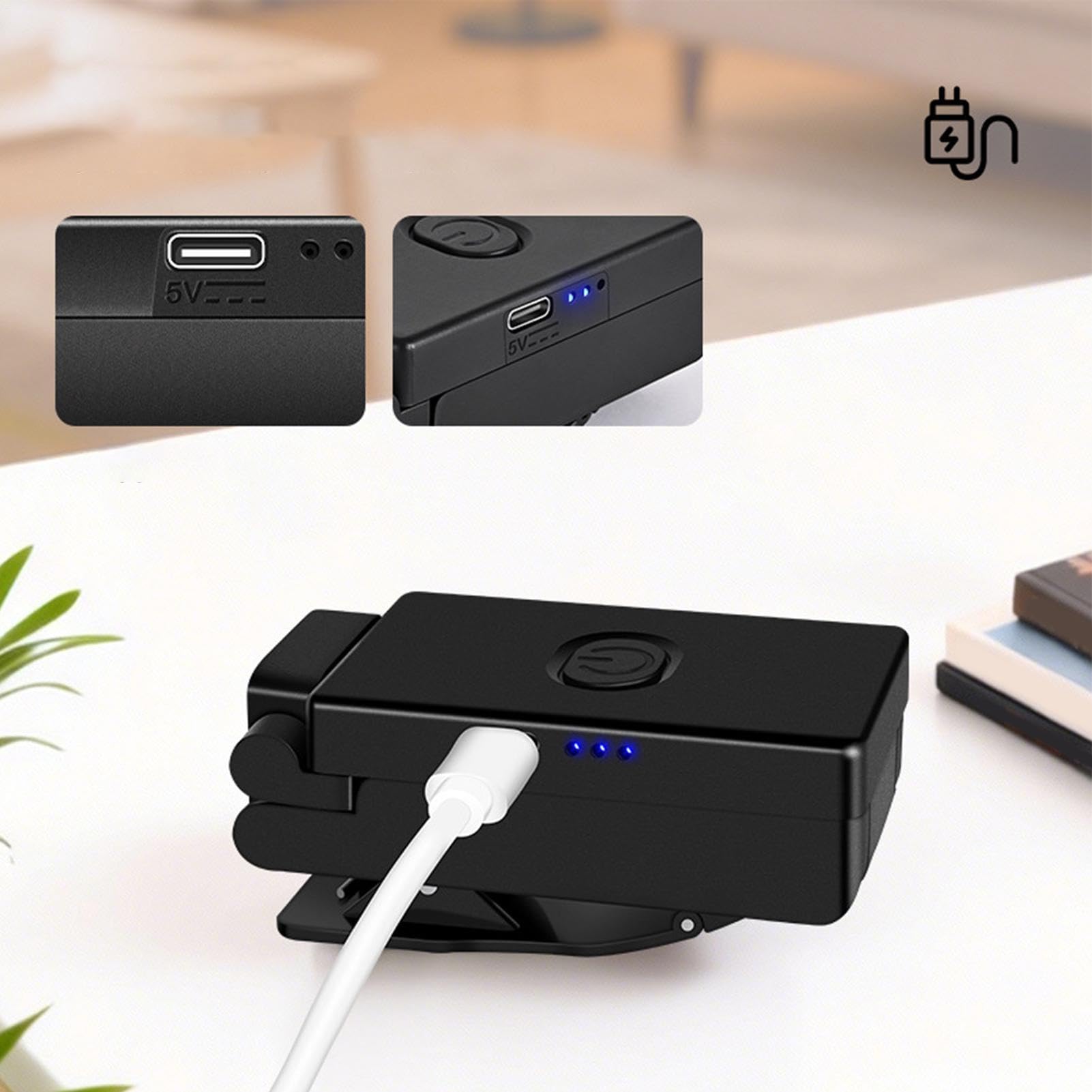 Generico Lampada da Lettura Ricaricabile Pieghevole Portatile con USB