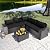 RTDTD 6 PCS Outdoor Patio Furniture Set,Outdoor Sectional Furniture All Weather PE Rattan Wicker Patio Conversation Set with Coffee Table and 5 Thickened Cushions,Black