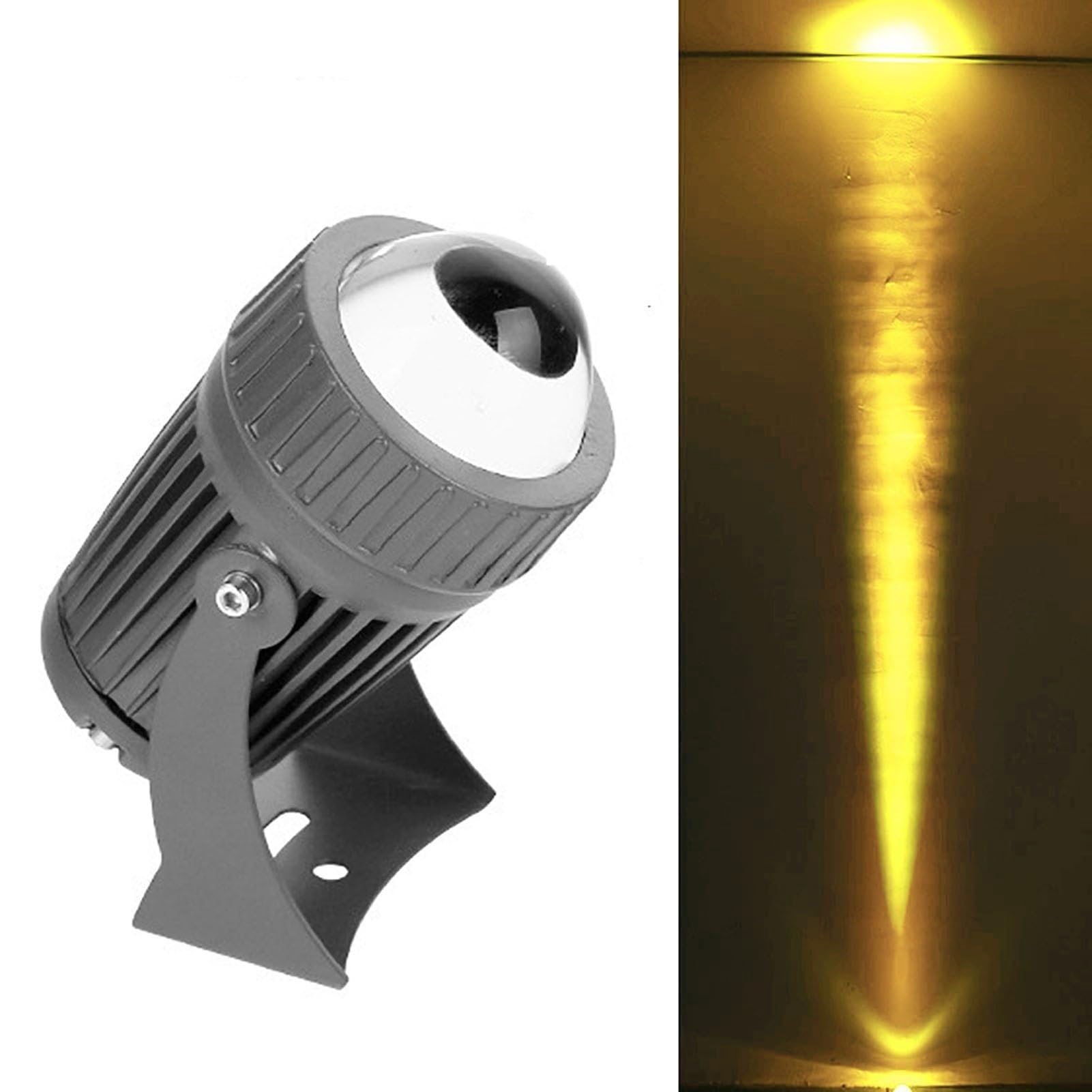 GUODDM Led Beam Light - 10W Narrow Beam Floodlights, RGB with Remote Control Rotation Spotlight, IP67 Waterproof Remote Lighting Spotlights, Adjustable Beam Angle Up Lights(Yellow,24v)