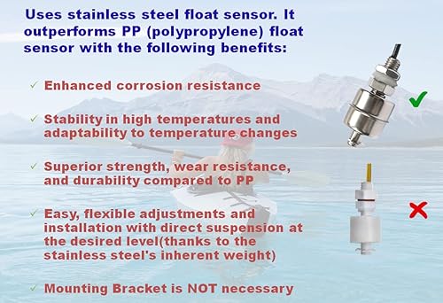 Miniatura 5 de Monitor inteligente de nivel de agua, habilitado para WiFi, alertas de texto/correo electrónico, detector interior/exterior, alimentado por batería,