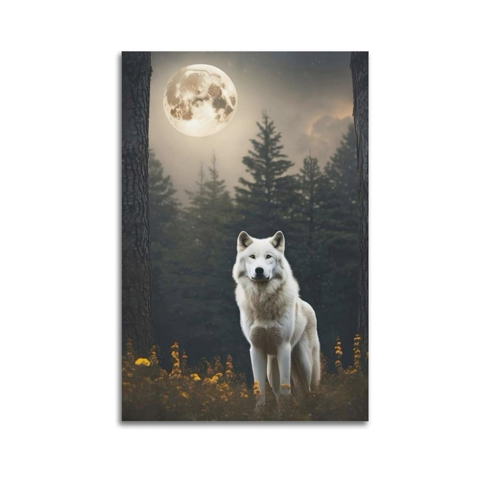 ZSZWHJ Animal Poster Arctic Wolves in The Forest Poster Decorative Painting Canvas Wall Posters And Art Picture Print Modern Family Bedroom Decor Posters 24x36inch(60x90cm)