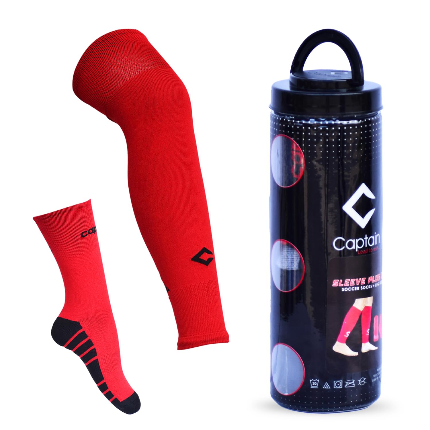 CAPTAIN SLEEVE PLUS Ankle Length socks, Over the Knee leg sleeves Solid Football Stockings,UV ray Protection Football Socks