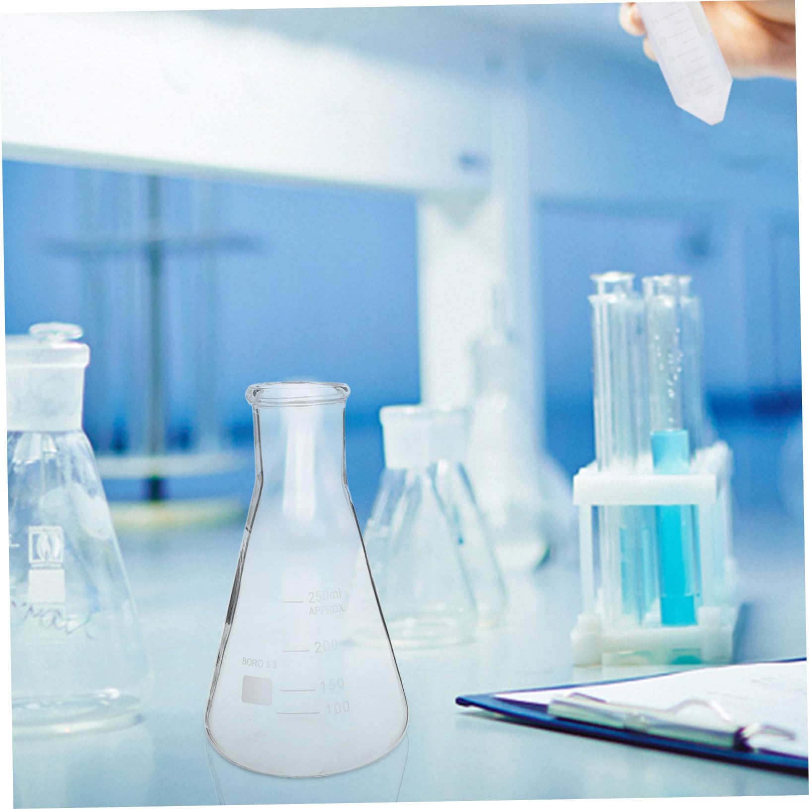 Veemoon 5piezas Científicos Borosilicato Unidades Matraz Erlenmeyer Cristalería Laboratorio