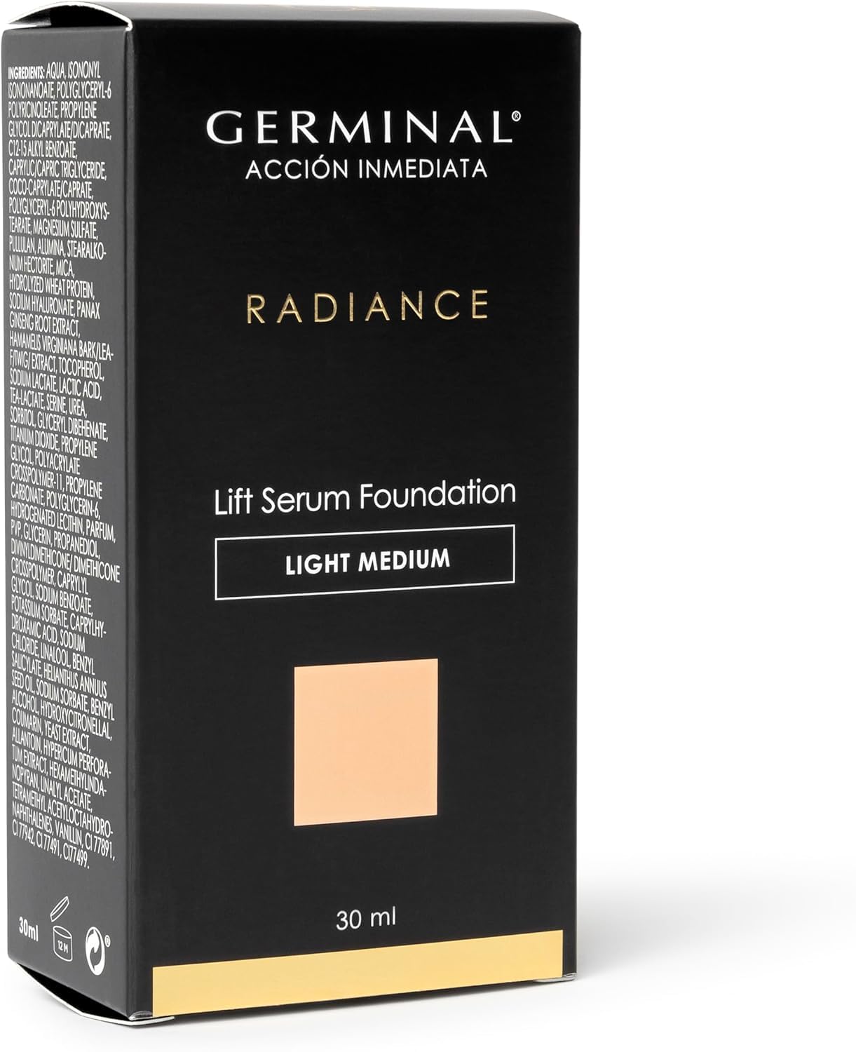 Germinal Fondotinta Lift Serum Foundation Light Medium, 30ml | Con acido ialuronico; idrata, uniforma l'incarnato e dona effetto lifting e luminosità per oltre 12 ore