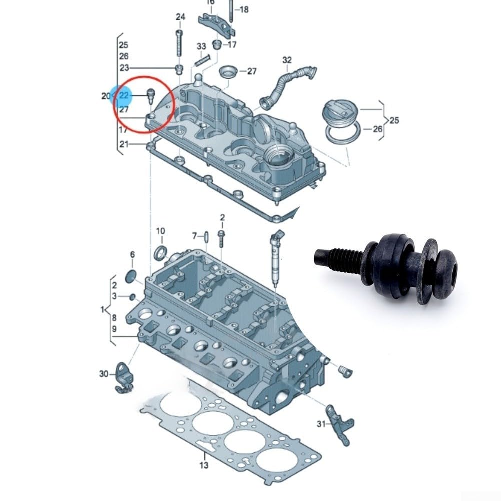 Kit de pernos de tapa de válvula de motor, 14 tornillos de cabeza cilíndrica 06B103831J Piezas de fijación de motor de metal para golf para Jetta para A3 para A4