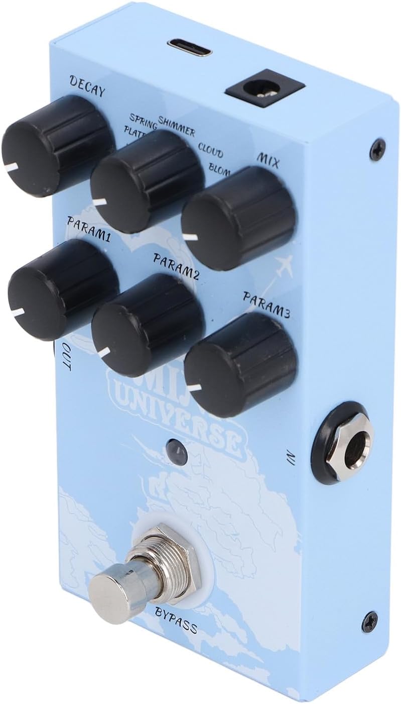 Reverb Effect Pedal, 9 Reverb Types Warm Authentic Sound Digital Modeling Effect Pedal Mini Universe