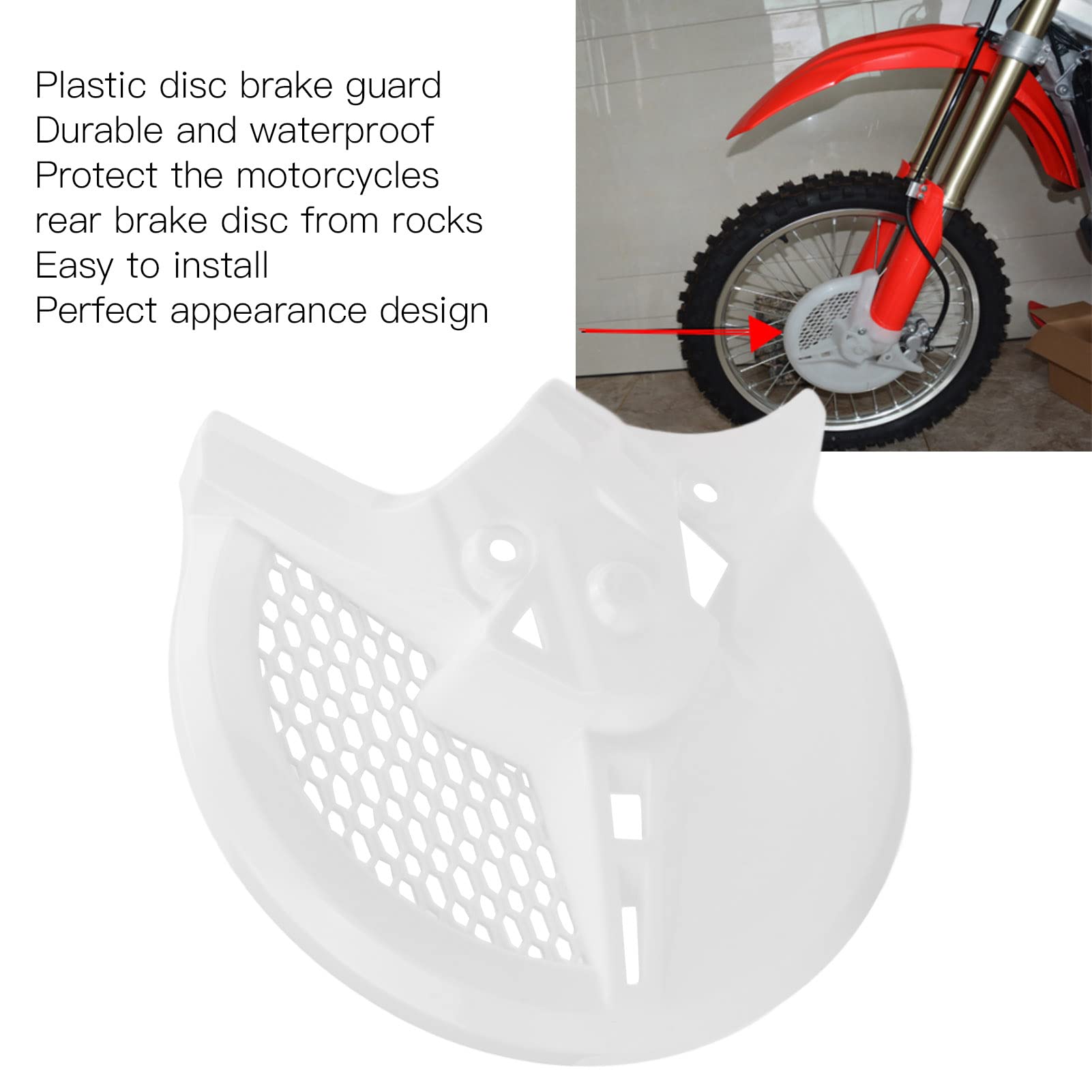 Ejoyous Protection de Disque de Frein de Moto, Couvercle de Protection ABS pour CRF250 CRF450, Installation Facile, Protège Le Disque de Frein Contre Les Dommages, adapté aux Motos Tout-Terrain