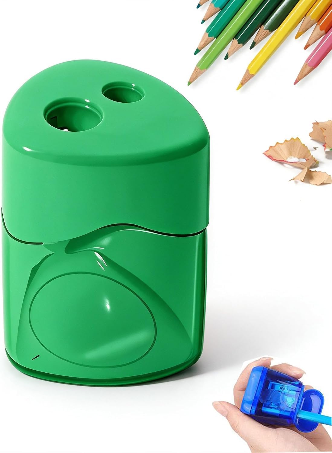 Pencil Sharpeners with Lid Hand Held Pencil Sharpener，Green-Triangle