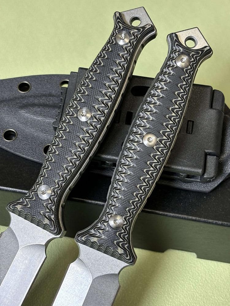 Generisch TEERMA K5Z - Großes Jagdmesser aus D2-Stahl - Feststehendes mit Scheide - Zweischneidiges Schwert mit G10-Griff - Full Tang Survival Messer für Outdoor Aktivitäten