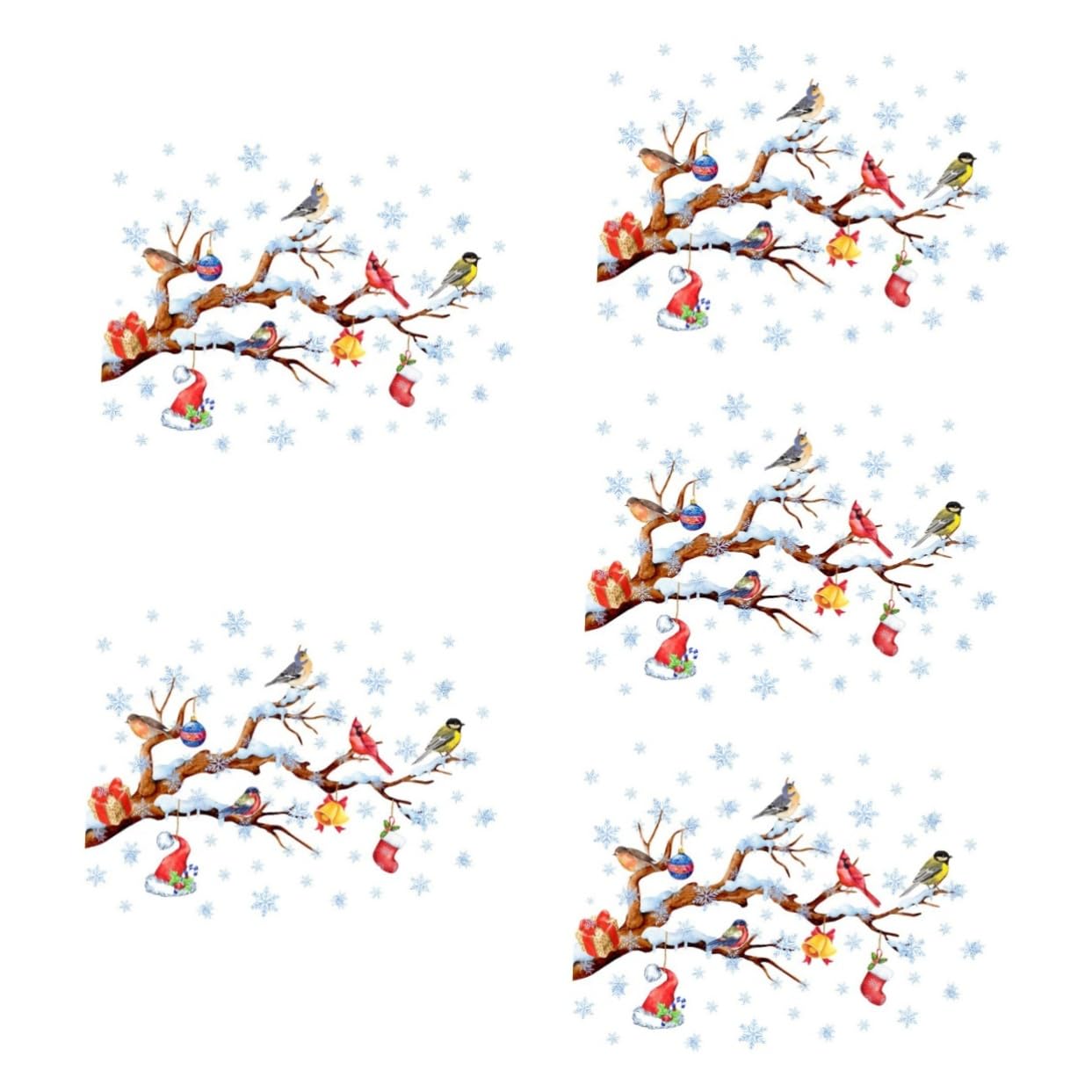 Cabilock 5 Fogli Vetrofanie natalizie etichette etichetta Accessori adesivi parete stickers per decora adornare la finestra del festival aggrappa adesivi con fiocchi di neve pvc
