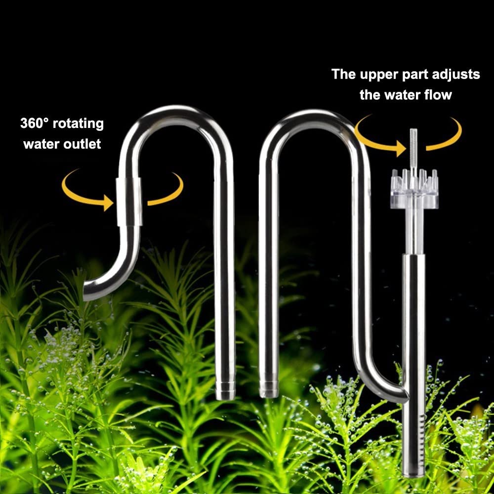 DONGKER Tubo de lirio de metal, acero inoxidable de 12/16 mm para acuario, salida de agua, desnatador de superficie para acuario