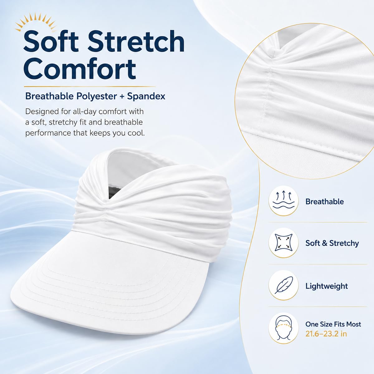 Women's UPF 50+ UV Protection Sun Visor Hat – Wide Brim Lightweight Foldable Ponytail cap for Summer Outdoor Walking Golf