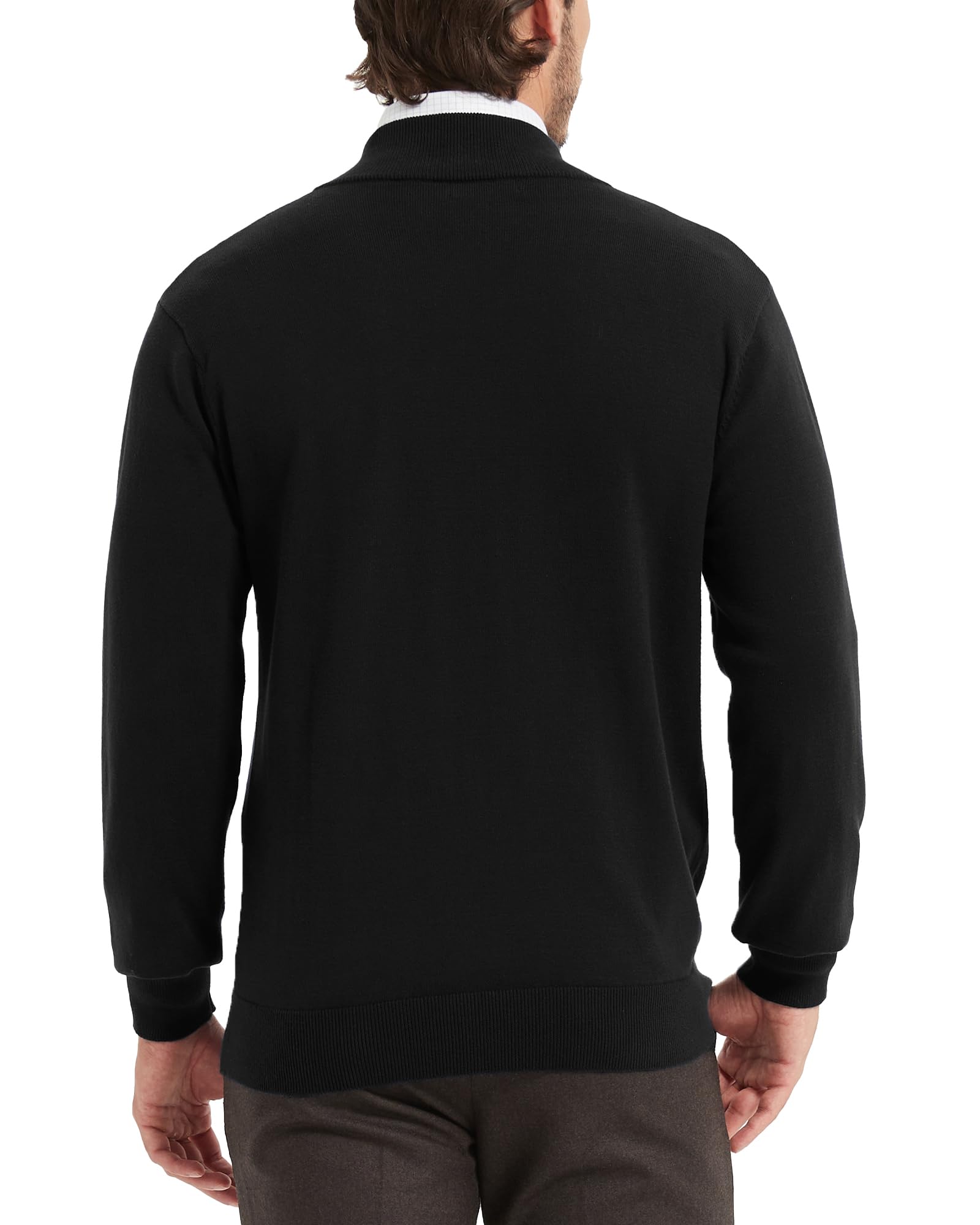 Kallspin Cárdigan de Punto Cremallera Completa Hombre Algodón Puro Cuello Alto