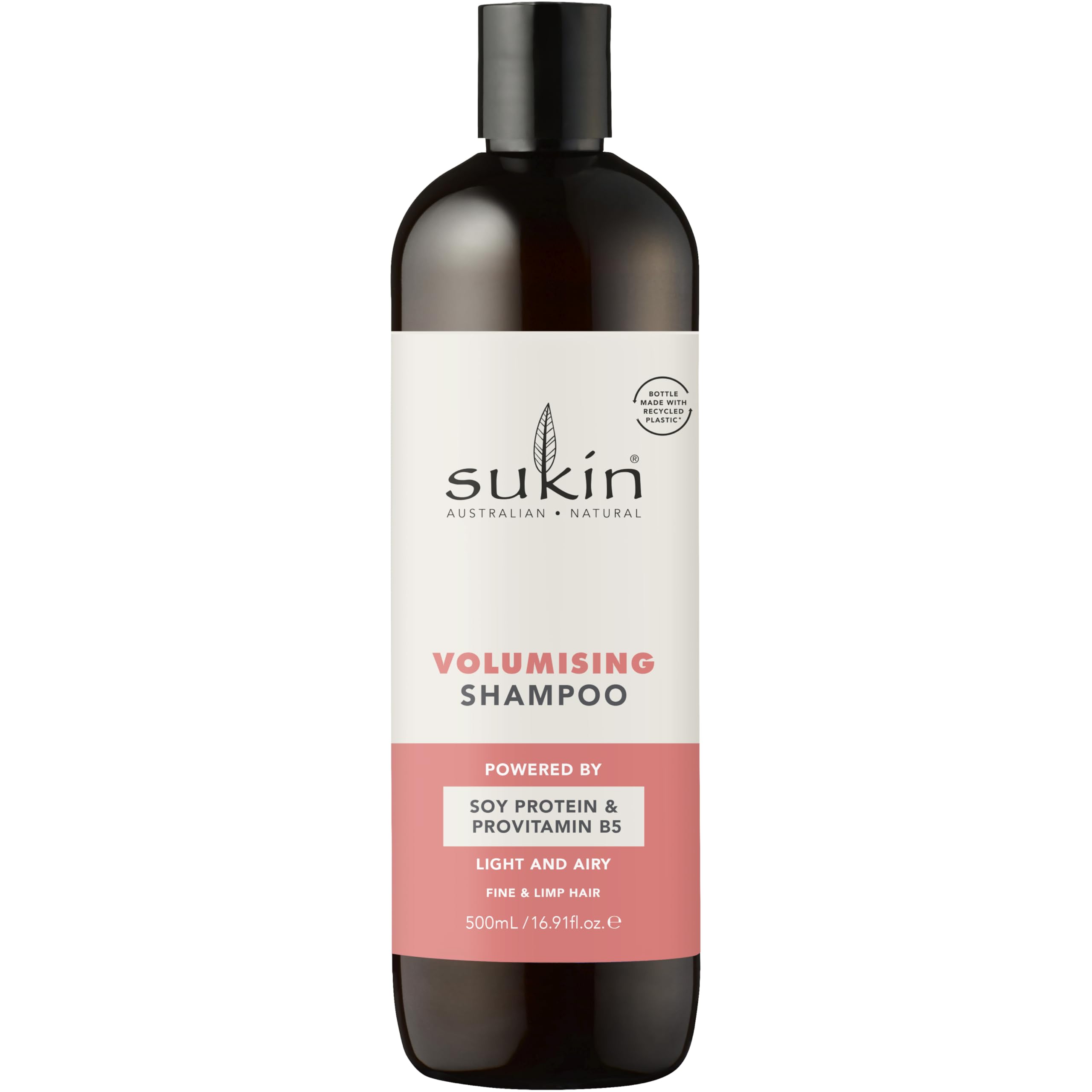 Sukin Volumising Shampoo 500ml- boosts volume & builds into fine & limp hair, nourishes the scalp, hair feels soft & silky- with Rice Protein, Pineapple, Mango, Papaya & Vitamin E; vegan friendly.