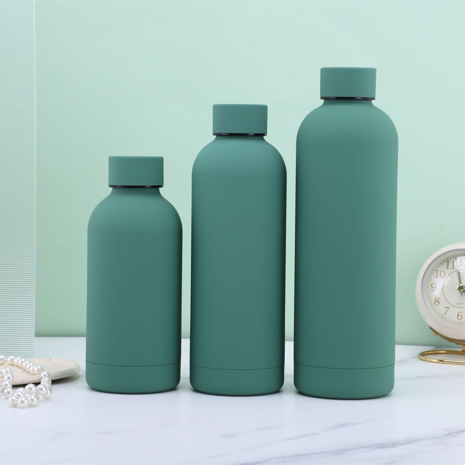 MRKU Isolierte Wasserflaschen, isolierter Wasserbecher aus Edelstahl, tragbar, einfacher Wasserbecher, großes Fassungsvermögen, Wasserbecher fürs Büro, Sportwasserflasche