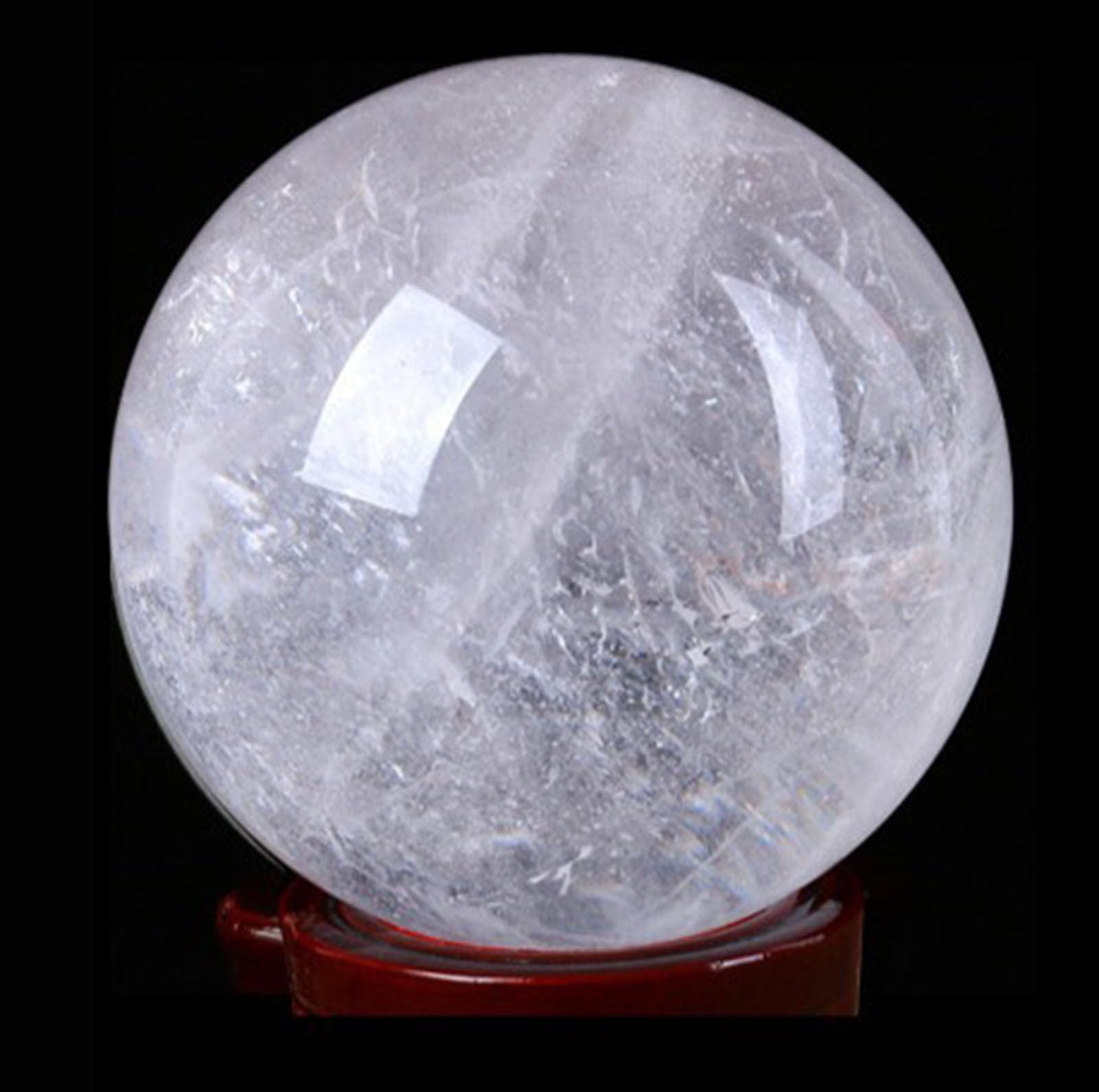 Bolas meditación para brujería, bola cristal cuarzo transparente natural | Decoración del hogar Feng Shui con soporte, bolas decorativas de meditación, adornos prósperos invitan a la riqueza