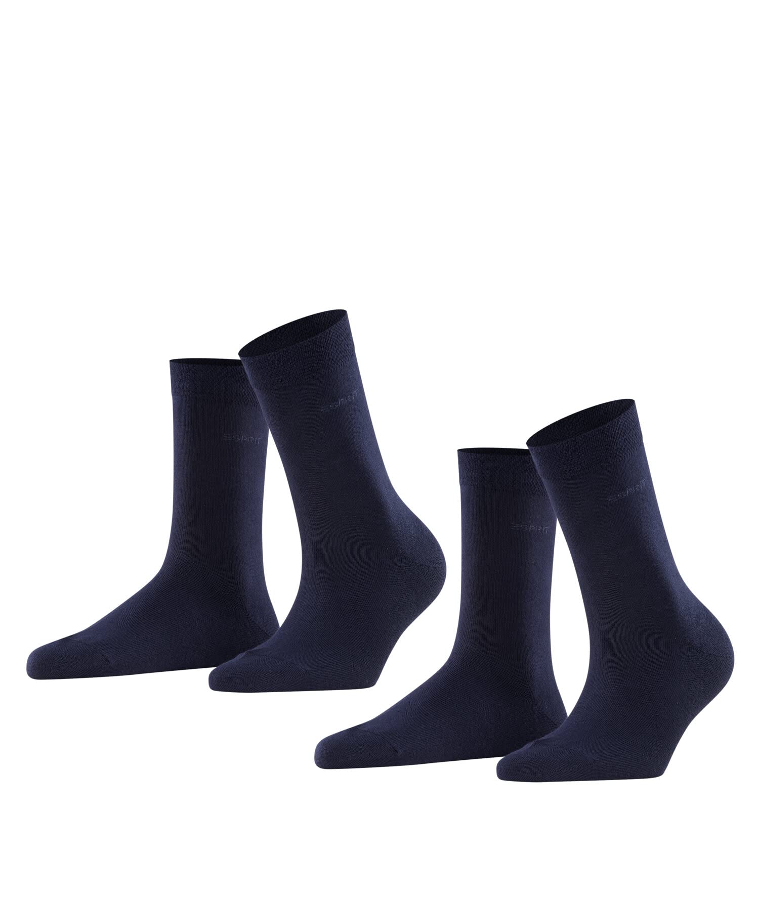 ESPRIT Women's Basic Easy Multipack W So Cotton Plain 2 Pairs Socks, Blue Marine 6120, 5.5-8
